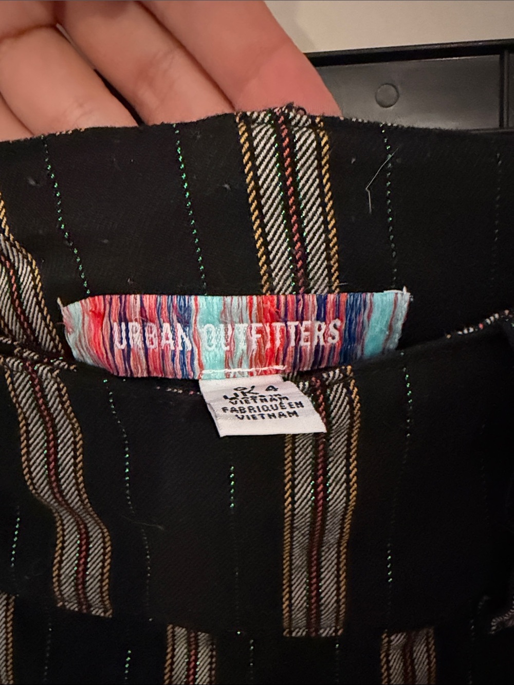 Urban Outfitters Black and Cream Striped Wide-Leg Trousers - Picture 2 of 5